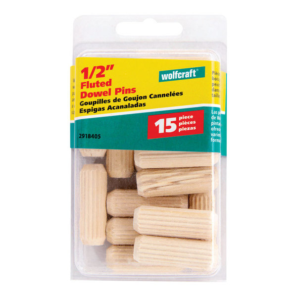 Wolfcraft DOWEL PIN FLUTED1/2""15PK 2918405